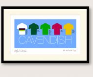 Mark Cavendish Career Jerseys framed print