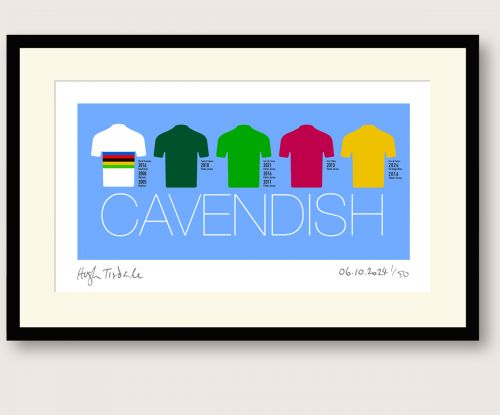 Mark Cavendish Career Jerseys framed print